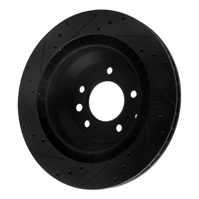 Porsche Cayenne Brake Rotor (1) - Rear Right - R1 Concepts - Drilled & Slotted - Black - `05-`18